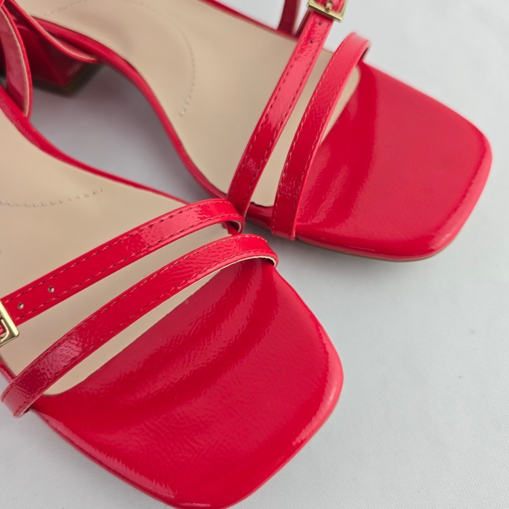 NWT Jones New York Women's Red Patent Strappy Block Heel Buckle Sandals 7.5M - Picture 12 of 16